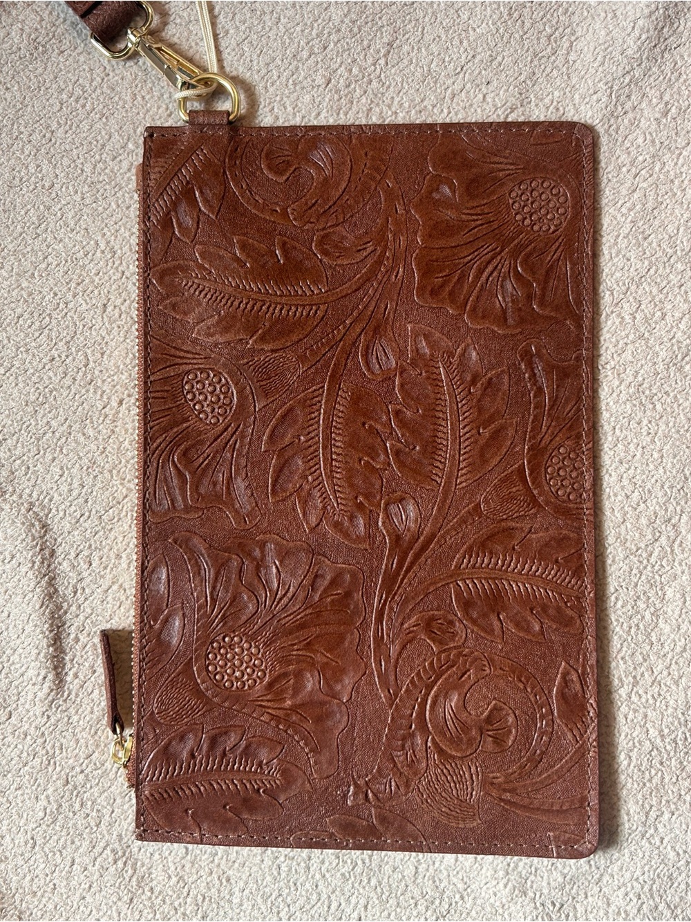 ISADORA Made In Italy Brown Embossed Leather El Charro Large Wristlet NWTS - Picture 6 of 13